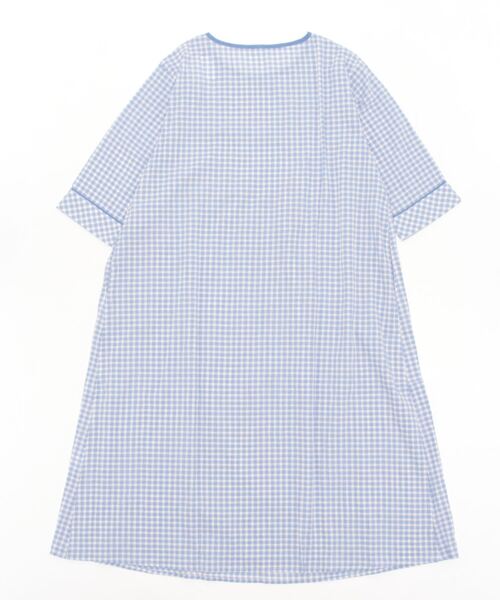 KID BLUE(キッドブルー)の「キッドブルー -22シャーリングギンガム -7分袖ナイティ -KNTL507 -kidblue(ルームウェア/パジャマ・レディース・ブラック/ブルー・M)」の3枚目の写真