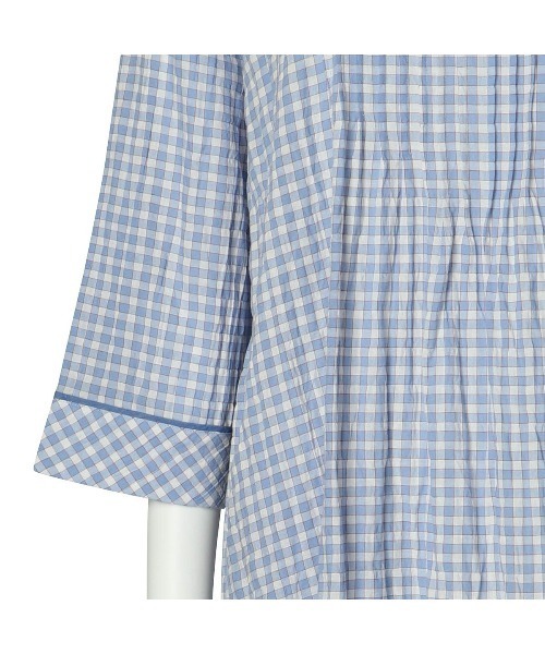 KID BLUE(キッドブルー)の「キッドブルー -22シャーリングギンガム -7分袖ナイティ -KNTL507 -kidblue(ルームウェア/パジャマ・レディース・ブラック/ブルー・M)」の8枚目の写真