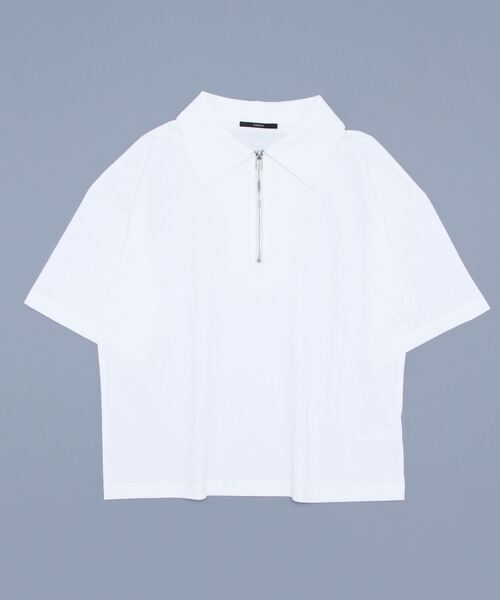 EMODA(エモダ)の「ハーフジップバルキートップ(Tシャツ/カットソー・レディース・ブラック/パープル/ホワイト・FREE)」の2枚目の写真