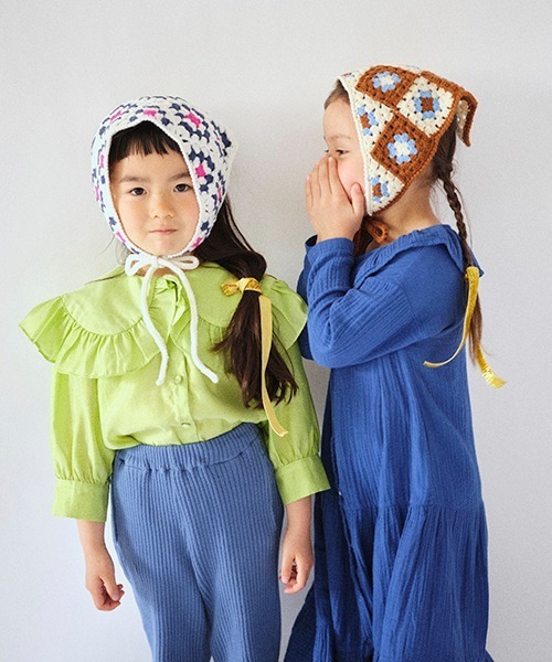 Casselini（キャセリーニ）の「Casselini(キャセリーニ)kidsクロシェモチーフ頭巾（ハット・キッズ・ホワイト/ブラック/ブラウン・FREE）」の17枚目の写真