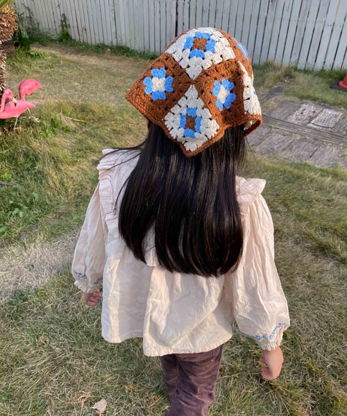 Casselini（キャセリーニ）の「Casselini(キャセリーニ)kidsクロシェモチーフ頭巾（ハット・キッズ・ホワイト/ブラック/ブラウン・FREE）」の22枚目の写真