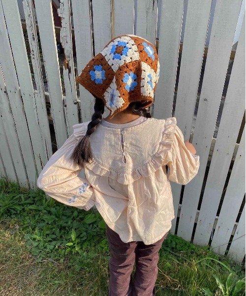 Casselini（キャセリーニ）の「Casselini(キャセリーニ)kidsクロシェモチーフ頭巾（ハット・キッズ・ホワイト/ブラック/ブラウン・FREE）」の20枚目の写真