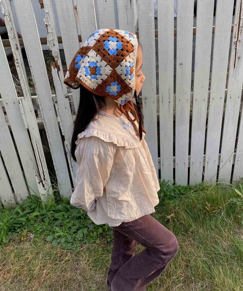 Casselini（キャセリーニ）の「Casselini(キャセリーニ)kidsクロシェモチーフ頭巾（ハット・キッズ・ホワイト/ブラック/ブラウン・FREE）」の21枚目の写真