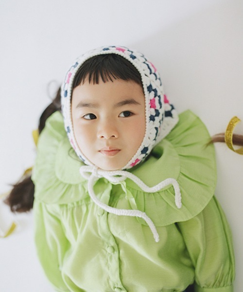 Casselini（キャセリーニ）の「Casselini(キャセリーニ)kidsクロシェモチーフ頭巾（ハット・キッズ・ホワイト/ブラック/ブラウン・FREE）」の18枚目の写真