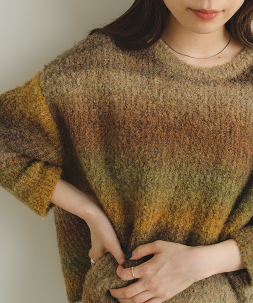 Kastane（カスタネ）の「【2022AWカタログ掲載アイテム/SETアイテム】バラクラバ×グラデニットSET（ニット/セーター・レディース・ブラウン/ピンク・FREE）」の17枚目の写真