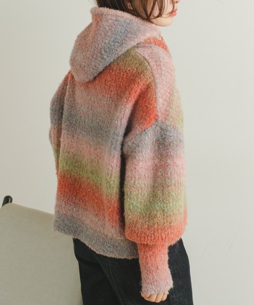 Kastane（カスタネ）の「【2022AWカタログ掲載アイテム/SETアイテム】バラクラバ×グラデニットSET（ニット/セーター・レディース・ブラウン/ピンク・FREE）」の6枚目の写真