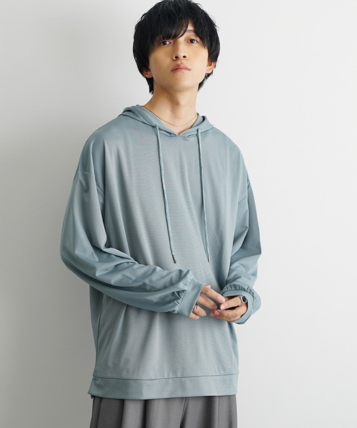 MinoriTY(マイノリティ)の「【MinoriTY】とろみ素材ビッグシルエット長袖パーカー プルオーバー スウェット トレーナー メンズ 無地 秋服 夏服(パーカー・メンズ・ライトグレー/ブラック/ブルーグレー/モカ/バイオレット・L/M/S)」の11枚目の写真