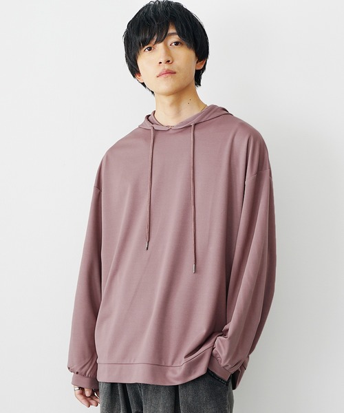 MinoriTY(マイノリティ)の「【MinoriTY】とろみ素材ビッグシルエット長袖パーカー プルオーバー スウェット トレーナー メンズ 無地 秋服 夏服(パーカー・メンズ・ライトグレー/ブラック/ブルーグレー/モカ/バイオレット・L/M/S)」の9枚目の写真