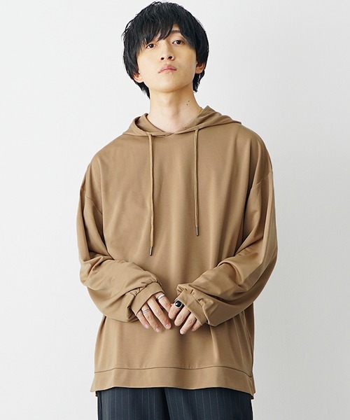 MinoriTY(マイノリティ)の「【MinoriTY】とろみ素材ビッグシルエット長袖パーカー プルオーバー スウェット トレーナー メンズ 無地 秋服 夏服(パーカー・メンズ・ライトグレー/ブラック/ブルーグレー/モカ/バイオレット・L/M/S)」の17枚目の写真