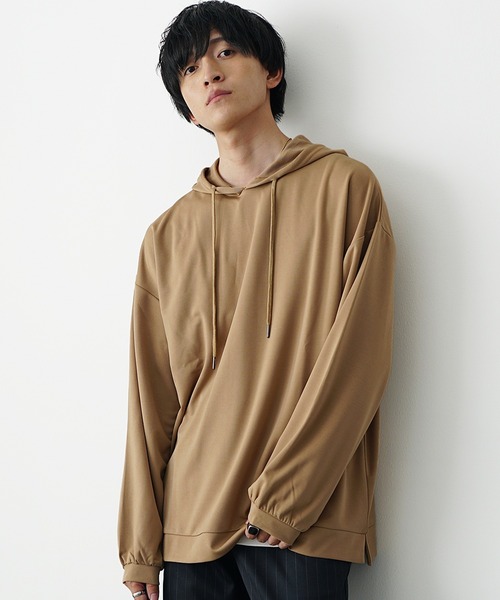 MinoriTY(マイノリティ)の「【MinoriTY】とろみ素材ビッグシルエット長袖パーカー プルオーバー スウェット トレーナー メンズ 無地 秋服 夏服(パーカー・メンズ・ライトグレー/ブラック/ブルーグレー/モカ/バイオレット・L/M/S)」の18枚目の写真