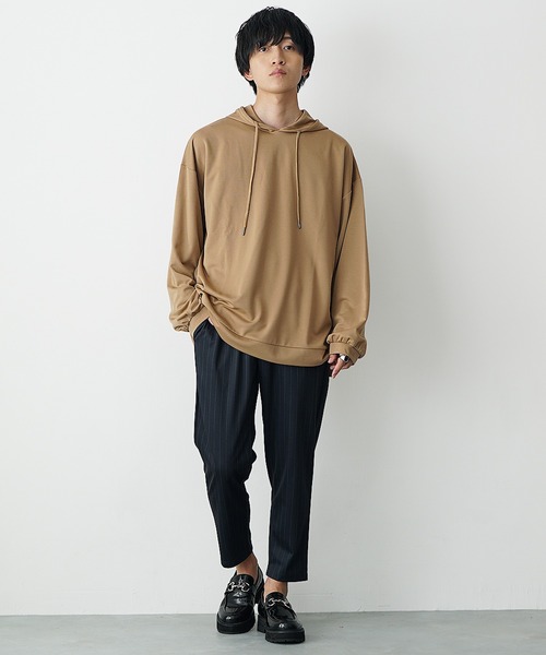 MinoriTY(マイノリティ)の「【MinoriTY】とろみ素材ビッグシルエット長袖パーカー プルオーバー スウェット トレーナー メンズ 無地 秋服 夏服(パーカー・メンズ・ライトグレー/ブラック/ブルーグレー/モカ/バイオレット・L/M/S)」の19枚目の写真