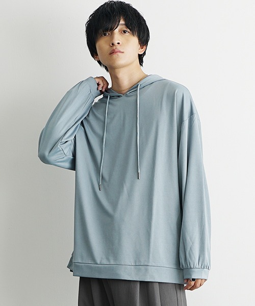 MinoriTY(マイノリティ)の「【MinoriTY】とろみ素材ビッグシルエット長袖パーカー プルオーバー スウェット トレーナー メンズ 無地 秋服 夏服(パーカー・メンズ・ライトグレー/ブラック/ブルーグレー/モカ/バイオレット・L/M/S)」の6枚目の写真