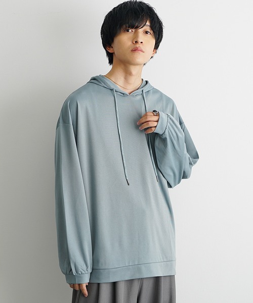 MinoriTY(マイノリティ)の「【MinoriTY】とろみ素材ビッグシルエット長袖パーカー プルオーバー スウェット トレーナー メンズ 無地 秋服 夏服(パーカー・メンズ・ライトグレー/ブラック/ブルーグレー/モカ/バイオレット・L/M/S)」の7枚目の写真