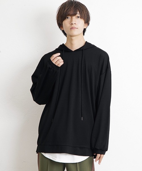 MinoriTY(マイノリティ)の「【MinoriTY】とろみ素材ビッグシルエット長袖パーカー プルオーバー スウェット トレーナー メンズ 無地 秋服 夏服(パーカー・メンズ・ライトグレー/ブラック/ブルーグレー/モカ/バイオレット・L/M/S)」の12枚目の写真