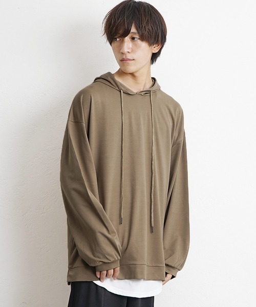 MinoriTY(マイノリティ)の「【MinoriTY】とろみ素材ビッグシルエット長袖パーカー プルオーバー スウェット トレーナー メンズ 無地 秋服 夏服(パーカー・メンズ・ライトグレー/ブラック/ブルーグレー/モカ/バイオレット・L/M/S)」の13枚目の写真