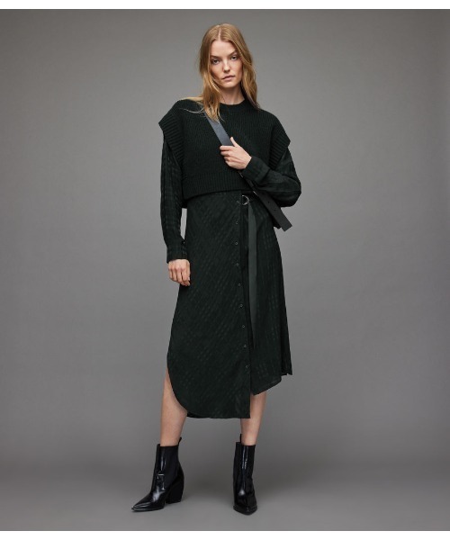 ALLSAINTS(オールセインツ)の「PENNY 2-IN-1 DRESS | PENNY 2-IN-1 ドレス・ワンピース(ワンピース・レディース・グリーン系その他・S/M/XS/L)」の1枚目の写真