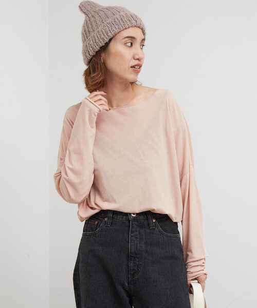 FRAMeWORK（フレームワーク）の「シアーボートネックプルオーバー（Tシャツ/カットソー・レディース・ホワイト/ブラック/サックスブルー/バーガンディー・FREE）」の4枚目の写真