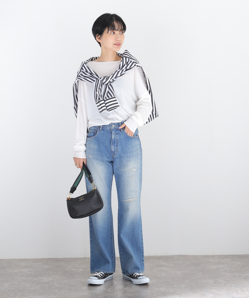 FRAMeWORK（フレームワーク）の「シアーボートネックプルオーバー（Tシャツ/カットソー・レディース・ホワイト/ブラック/サックスブルー/バーガンディー・FREE）」の18枚目の写真