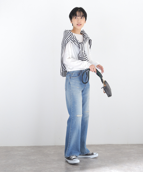 FRAMeWORK（フレームワーク）の「シアーボートネックプルオーバー（Tシャツ/カットソー・レディース・ホワイト/ブラック/サックスブルー/バーガンディー・FREE）」の6枚目の写真