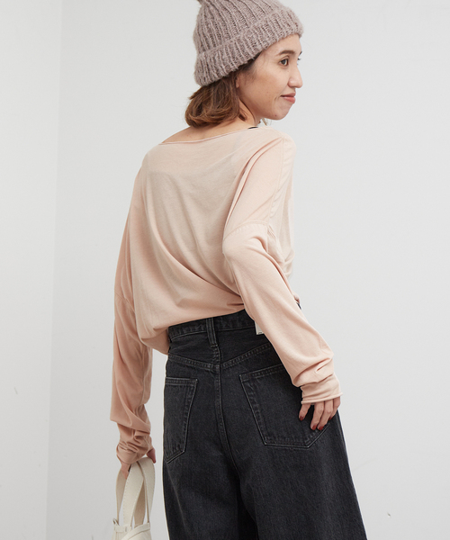 FRAMeWORK（フレームワーク）の「シアーボートネックプルオーバー（Tシャツ/カットソー・レディース・ホワイト/ブラック/サックスブルー/バーガンディー・FREE）」の7枚目の写真