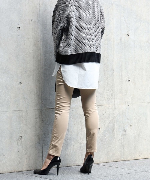 HONEYSUCKLE ROSE（ハニーサックルローズ）の「【HONEYSUCKLE ROSE】「nobee」サテンスキニーパンツ（その他パンツ・レディース・ブラック/ベージュ/オリーブ・L/M/XL/S/XS）」の7枚目の写真