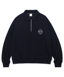 『mahagrid/マハグリッド』MGD SERIF LOGO HALF ZIP SWEATSHIRT/ブランドセリフロゴ ハーフジップスウェットシャツ