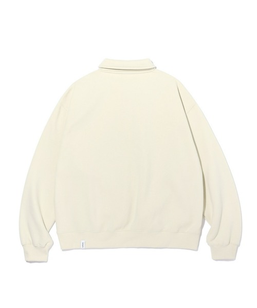 MAHAGRID(マハグリッド)の「『mahagrid/マハグリッド』MGD SERIF LOGO HALF ZIP SWEATSHIRT/ブランドセリフロゴ ハーフジップスウェットシャツ(スウェット・レディース・ネイビー/アイボリー・M/L)」の4枚目の写真