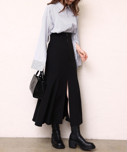 one after another NICE CLAUP（ワンアフターアナザーナイスクラップ）の「スタイルアップが叶う。ウエストリブスリットスカート（スカート・レディース・ブラック系その他/モカ/ベージュ/ブラック・SMALL/MEDIUM）」の6枚目の写真