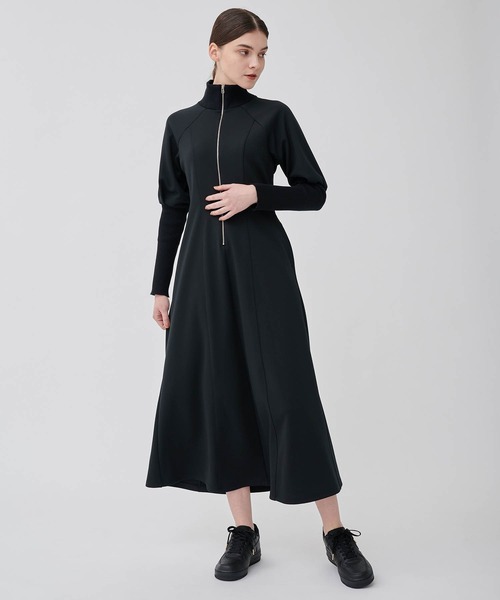 CITY TOKYO（シティトウキョウ）の「【洗える】ハーフジップジャージワンピース（ワンピース・レディース・ブラック/カーキ/モカ・1/2）」の6枚目の写真