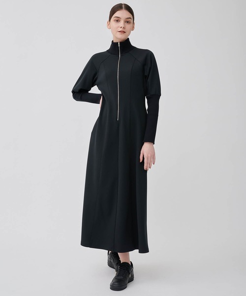 CITY TOKYO（シティトウキョウ）の「【洗える】ハーフジップジャージワンピース（ワンピース・レディース・ブラック/カーキ/モカ・1/2）」の7枚目の写真