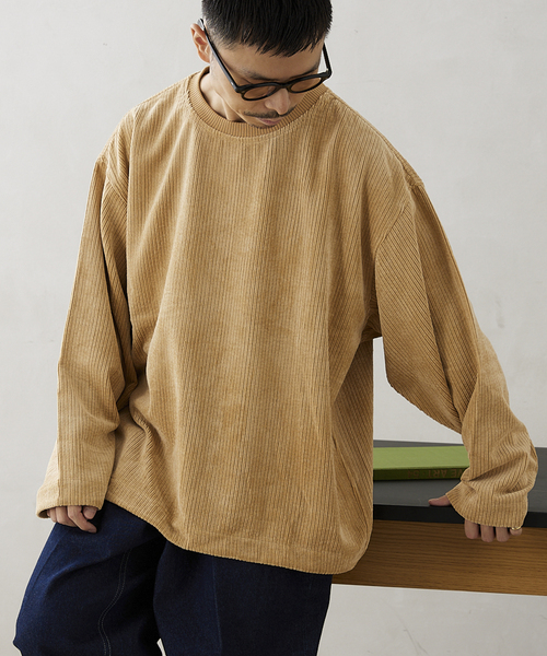 JOURNAL STANDARD relume（ジャーナルスタンダード　レリューム）の「CALIFORNIA コーデュロイプルオーバー（Tシャツ/カットソー・メンズ・ブラック/ベージュ/カーキ/レンガ・MEDIUM/LARGE）」の3枚目の写真