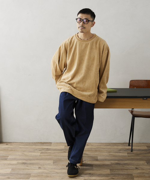 JOURNAL STANDARD relume（ジャーナルスタンダード　レリューム）の「CALIFORNIA コーデュロイプルオーバー（Tシャツ/カットソー・メンズ・ブラック/ベージュ/カーキ/レンガ・MEDIUM/LARGE）」の9枚目の写真