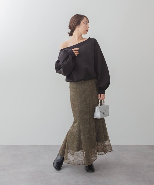 LEJA】2WAYオフショルダーパフスリーブバリエマーメイドワンピース