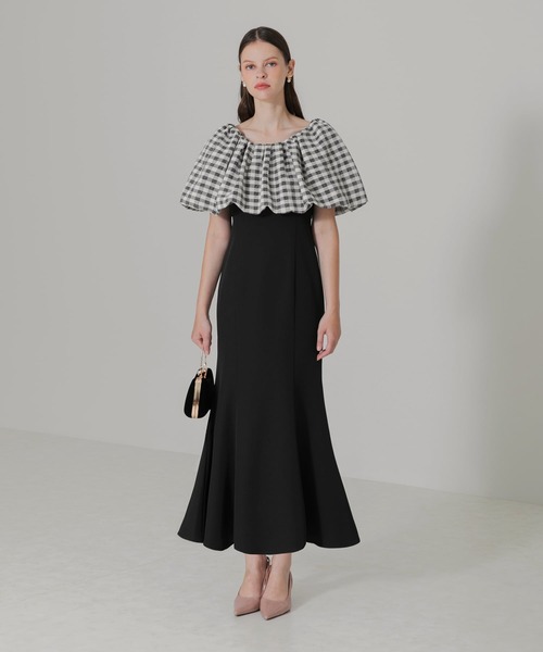 【LEJA】2WAYオフショルダーパフスリーブバリエマーメイドワンピース LEJA】2WAYオフショルダーパフスリーブバリエマーメイドワンピース