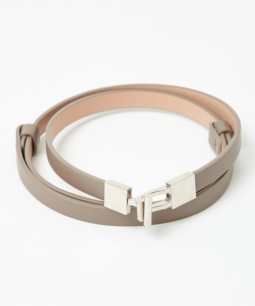 AIMER（エメ）の「スクエアバックルスライド式ベルト（ベルト・レディース・ブラック×ゴールド/ベージュ系その他/ブラック×シルバー/ベージュ系その他2/ベージュ・FREE）」の4枚目の写真