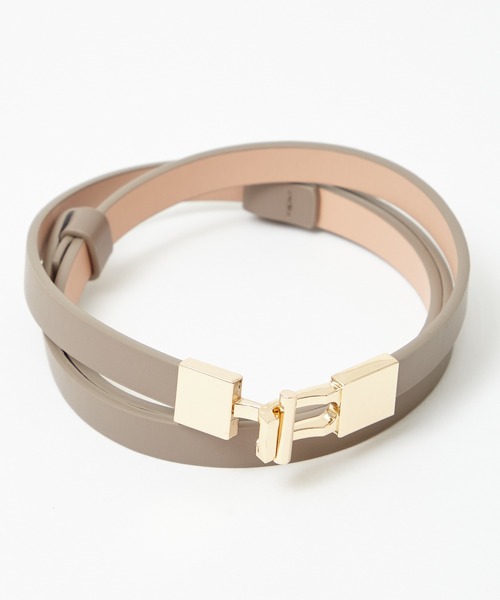 AIMER（エメ）の「スクエアバックルスライド式ベルト（ベルト・レディース・ブラック×ゴールド/ベージュ系その他/ブラック×シルバー/ベージュ系その他2/ベージュ・FREE）」の5枚目の写真