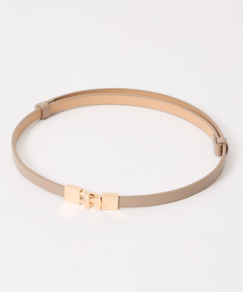 AIMER（エメ）の「スクエアバックルスライド式ベルト（ベルト・レディース・ブラック×ゴールド/ベージュ系その他/ブラック×シルバー/ベージュ系その他2/ベージュ・FREE）」の6枚目の写真