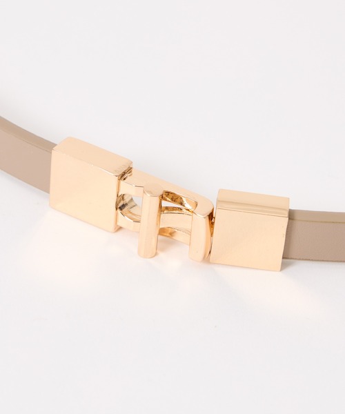 AIMER（エメ）の「スクエアバックルスライド式ベルト（ベルト・レディース・ブラック×ゴールド/ベージュ系その他/ブラック×シルバー/ベージュ系その他2/ベージュ・FREE）」の7枚目の写真