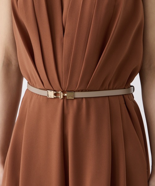 AIMER（エメ）の「スクエアバックルスライド式ベルト（ベルト・レディース・ブラック×ゴールド/ベージュ系その他/ブラック×シルバー/ベージュ系その他2/ベージュ・FREE）」の10枚目の写真