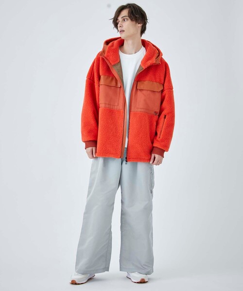 CITY TOKYO（シティトウキョウ）の「【防風/保温】ボアフリースパーカー /リラックスフィット（ブルゾン・メンズ・オフホワイト/オレンジ/ブラック・1/2）」の12枚目の写真