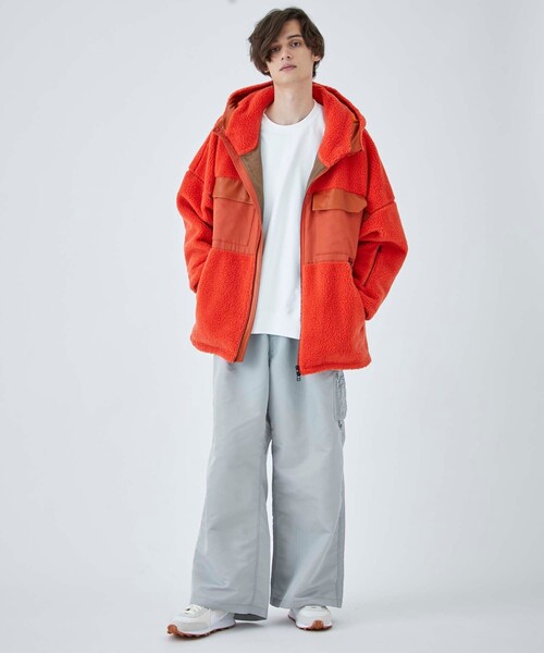 CITY TOKYO（シティトウキョウ）の「【防風/保温】ボアフリースパーカー /リラックスフィット（ブルゾン・メンズ・オフホワイト/オレンジ/ブラック・1/2）」の19枚目の写真