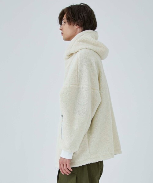 CITY TOKYO（シティトウキョウ）の「【防風/保温】ボアフリースパーカー /リラックスフィット（ブルゾン・メンズ・オフホワイト/オレンジ/ブラック・1/2）」の9枚目の写真