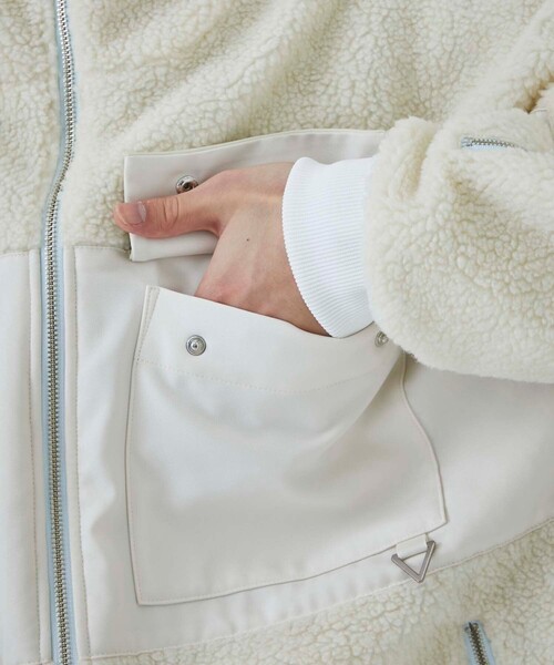 CITY TOKYO（シティトウキョウ）の「【防風/保温】ボアフリースパーカー /リラックスフィット（ブルゾン・メンズ・オフホワイト/オレンジ/ブラック・1/2）」の14枚目の写真