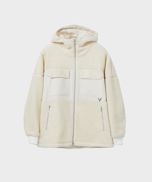 CITY TOKYO（シティトウキョウ）の「【防風/保温】ボアフリースパーカー /リラックスフィット（ブルゾン・メンズ・オフホワイト/オレンジ/ブラック・1/2）」の2枚目の写真