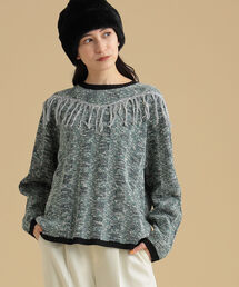 Ray BEAMS | Ray BEAMS / フリンジ ヨーク メランジ プルオーバー(ニット/セーター)