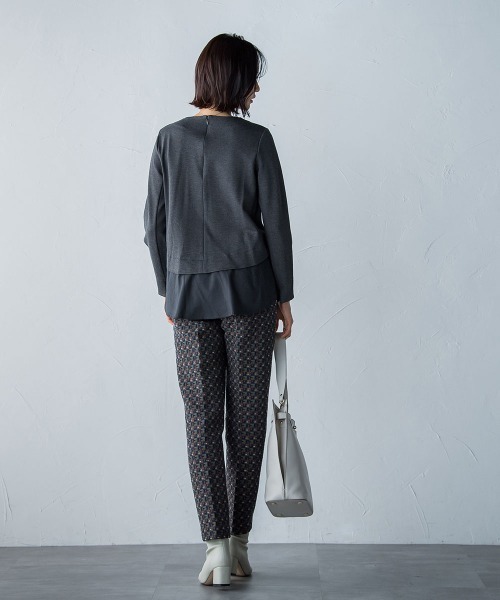 LAUTREAMONT(ロートレアモン)の「DEVEAUXジャガードテーパードパンツ≪洗濯機で洗える≫(スラックス・レディース・ピンク系その他/グリーン系その他・9号/11号)」の7枚目の写真