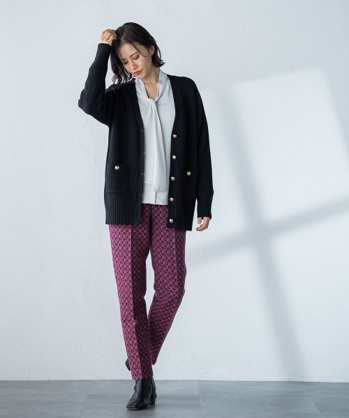 LAUTREAMONT(ロートレアモン)の「DEVEAUXジャガードテーパードパンツ≪洗濯機で洗える≫(スラックス・レディース・ピンク系その他/グリーン系その他・9号/11号)」の9枚目の写真