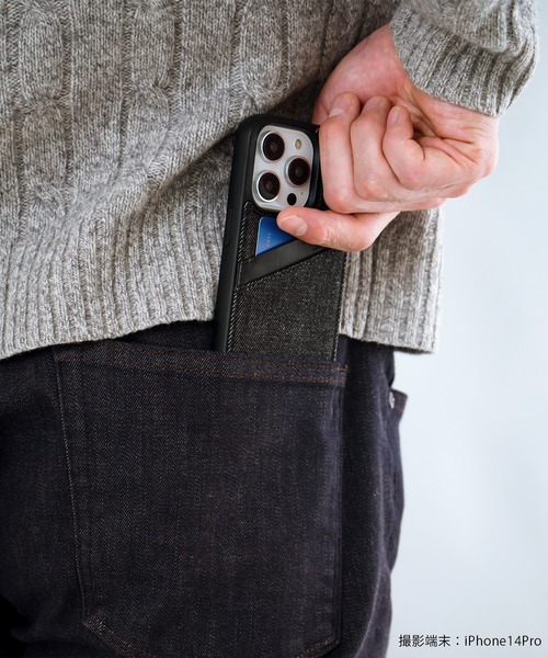 EDWIN（エドウィン）の「iPhone14 iPhone14Pro iPhone13 カード収納付き 背面デニムケース エドウィン スマホケース [オーバーラインデニム]（スマホケース/カバー・メンズ・ブラック/インディゴブルー・O/N）」の15枚目の写真