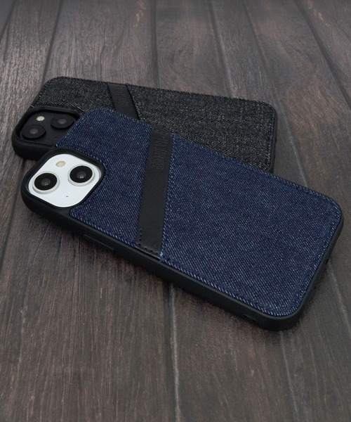 EDWIN（エドウィン）の「iPhone14 iPhone14Pro iPhone13 カード収納付き 背面デニムケース エドウィン スマホケース [オーバーラインデニム]（スマホケース/カバー・メンズ・ブラック/インディゴブルー・O/N）」の5枚目の写真