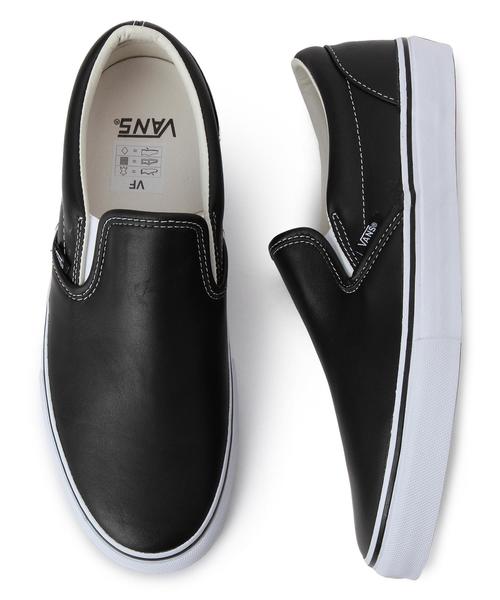 VANS（バンズ）の「＜VANS＞ VLT LTHR SLIP-ON/スニーカー（スリッポン・メンズ・ブラック/ホワイト・10/8h/9h/9/8/7h）」の2枚目の写真